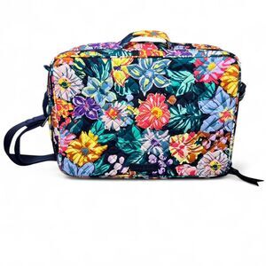 Vera Bradley Grand Vanity Cosmetic Makeup Case Happy Blooms Travel Organizer